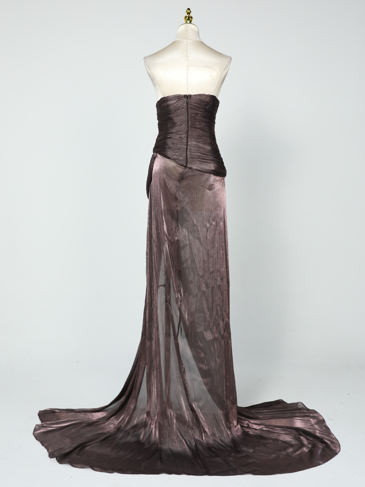 Rosstef Maviden Brown Strapless Maxi Dress