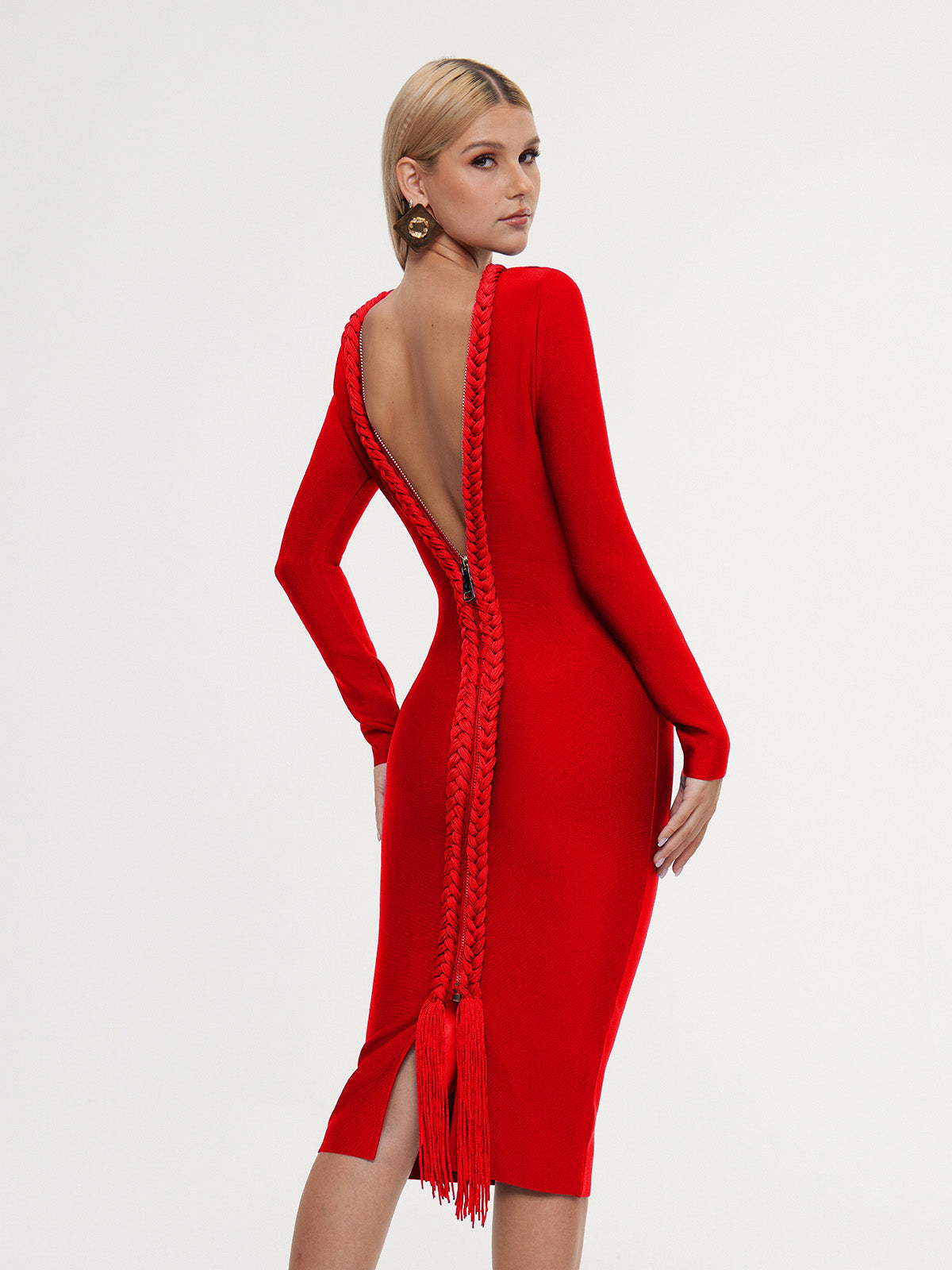 Rosstef Long Sleeve Bandage Midi Dress