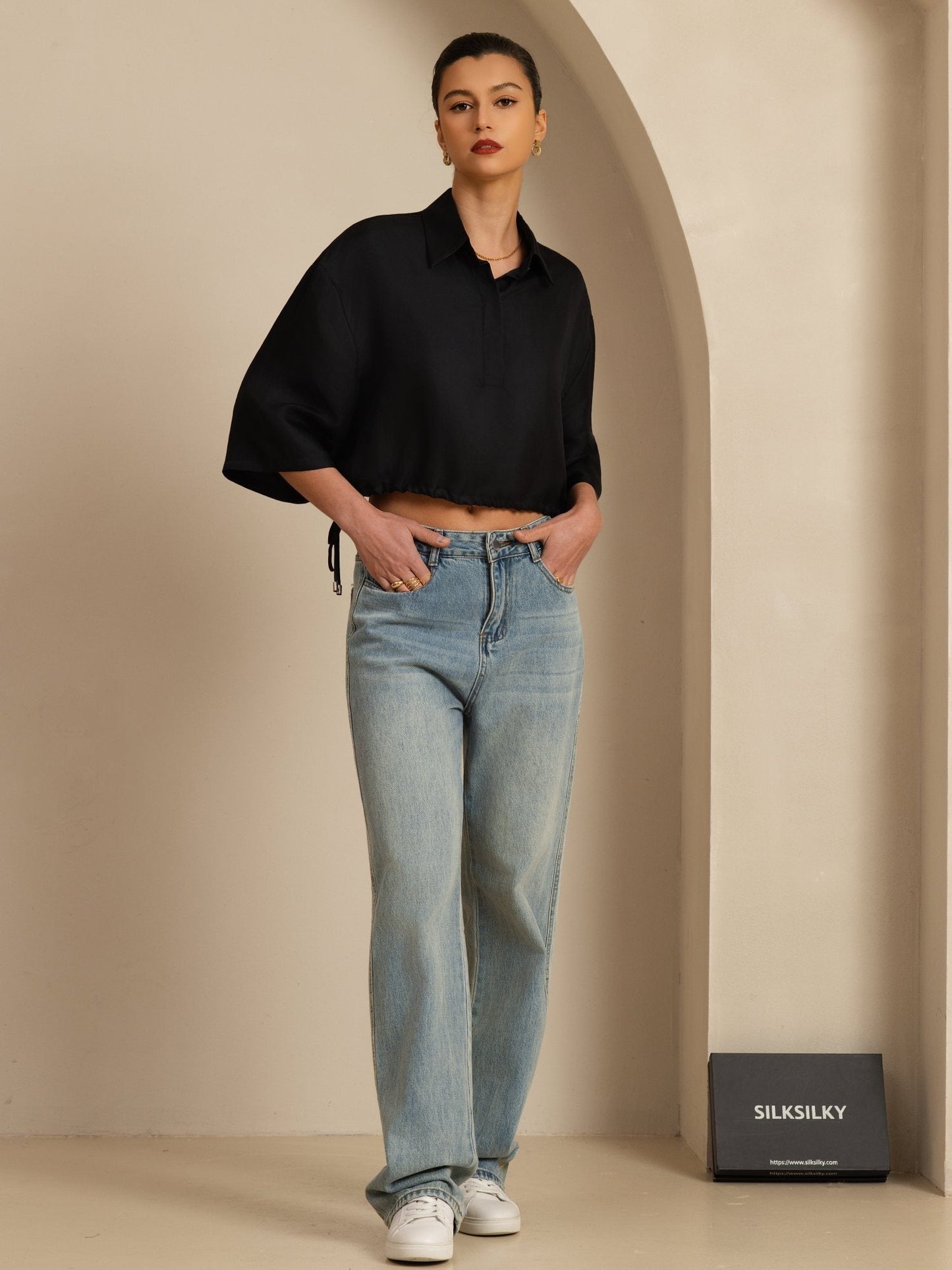 Rosstef Pure Silk Kadın Çift Kol Kaba Bluz