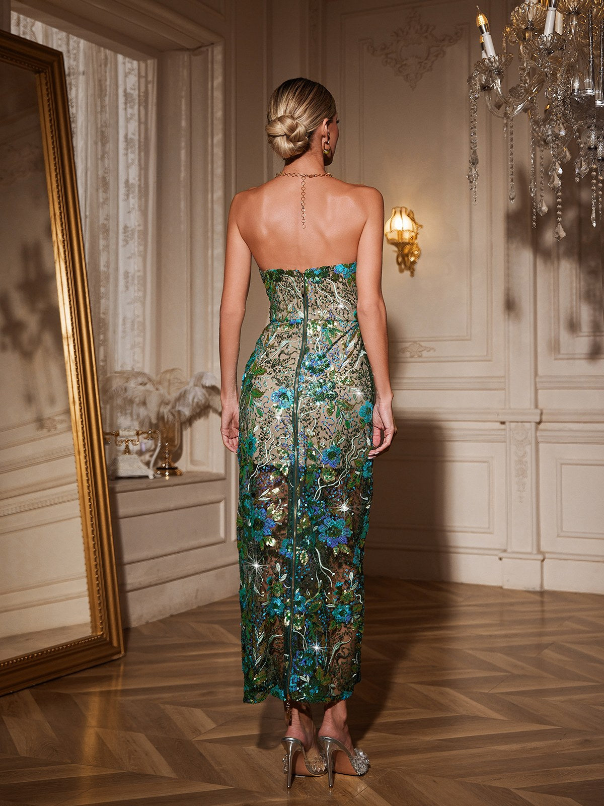 Rosstef Agron Flower Embroidered Sequin Dress