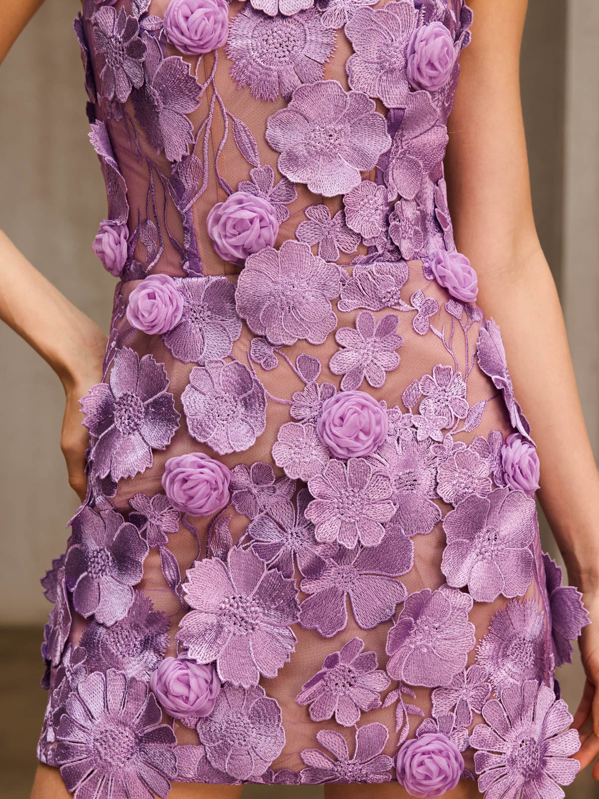 Rosstef Flower Embroidered Strapless Mini Dress