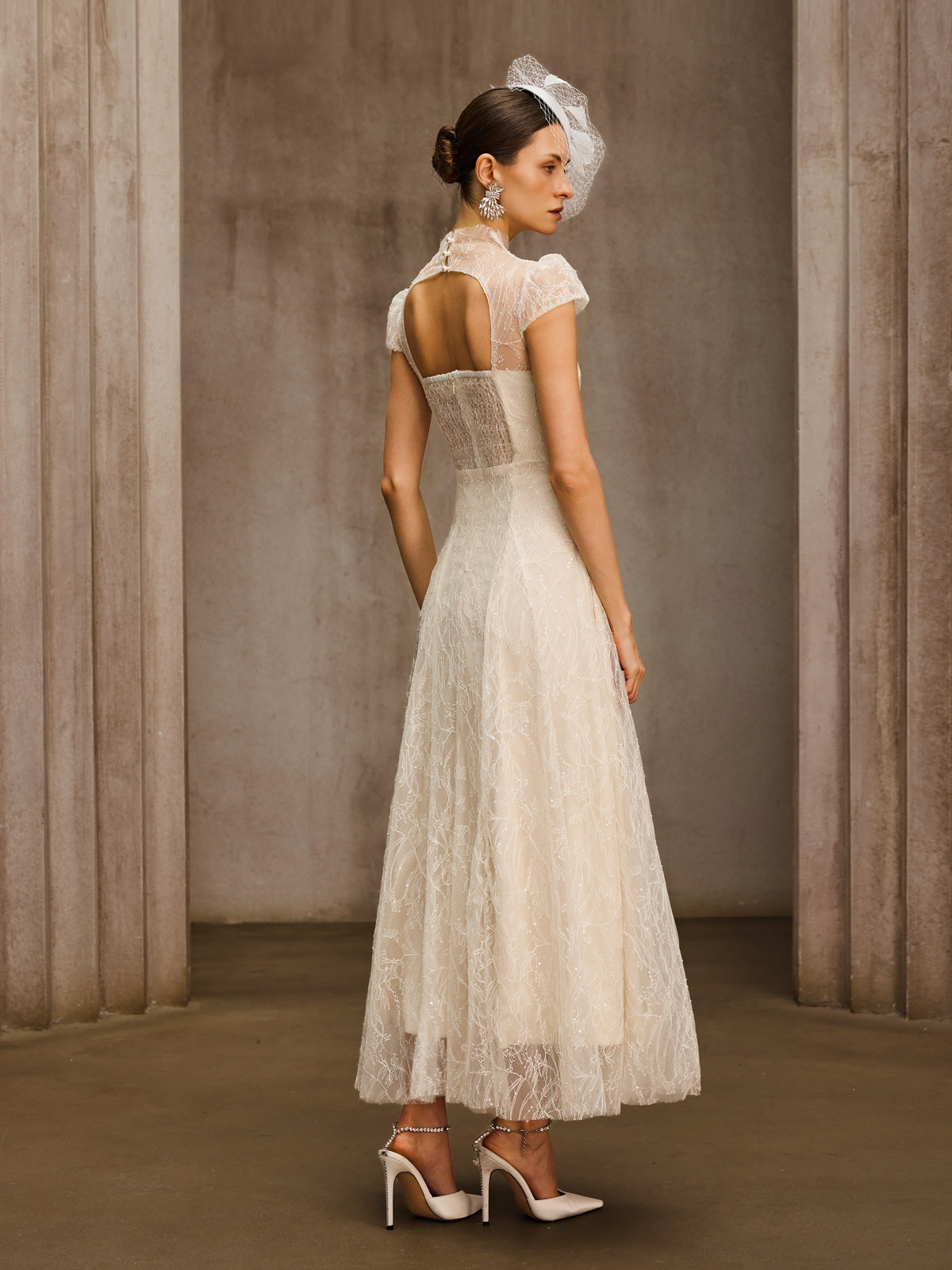 Rosstef Sequin Lace Midi Dress