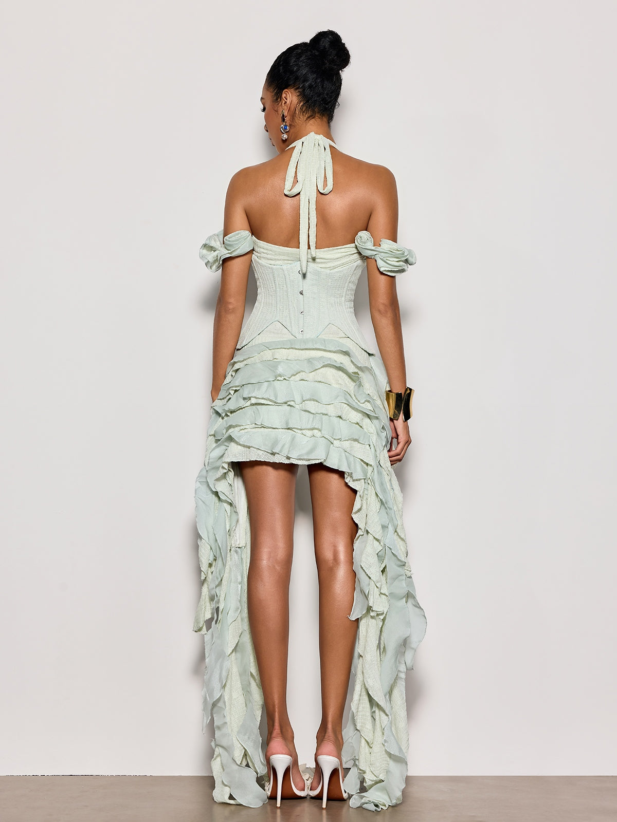 Rosstef Ivria Halterneck Ruffled Draped Dress