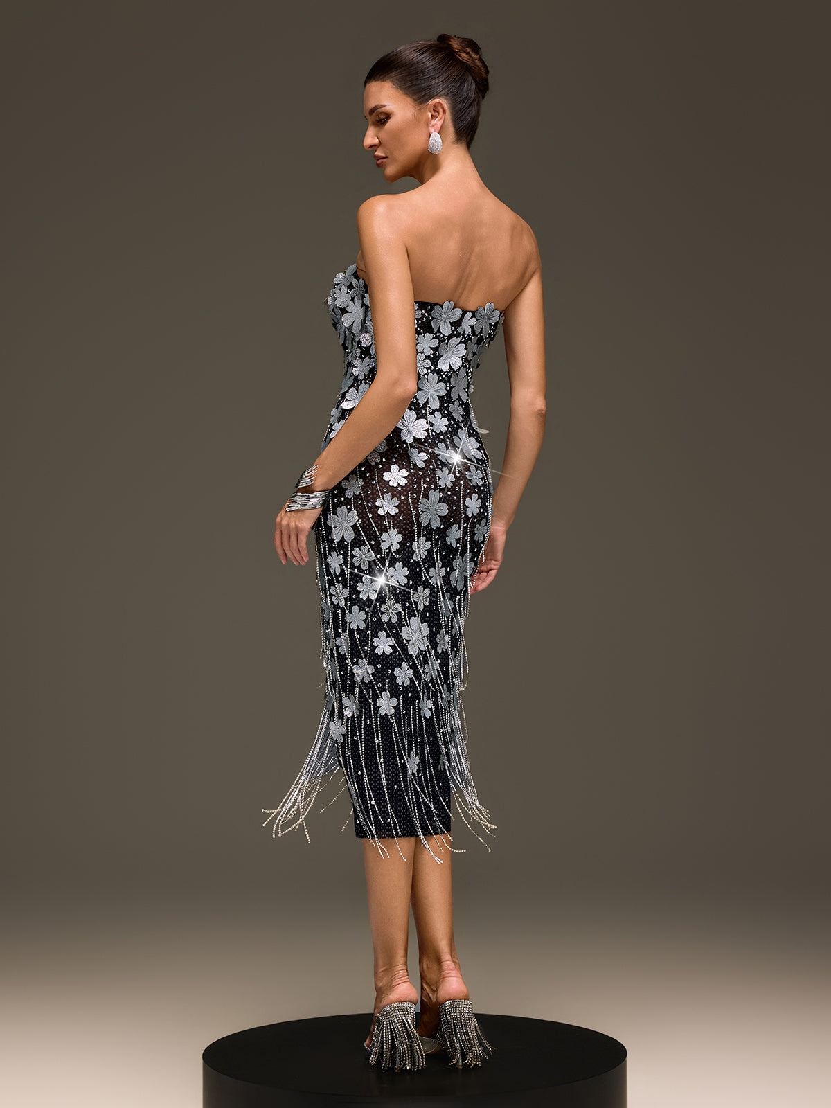 Rosstef Flower Fringe Midi Dress