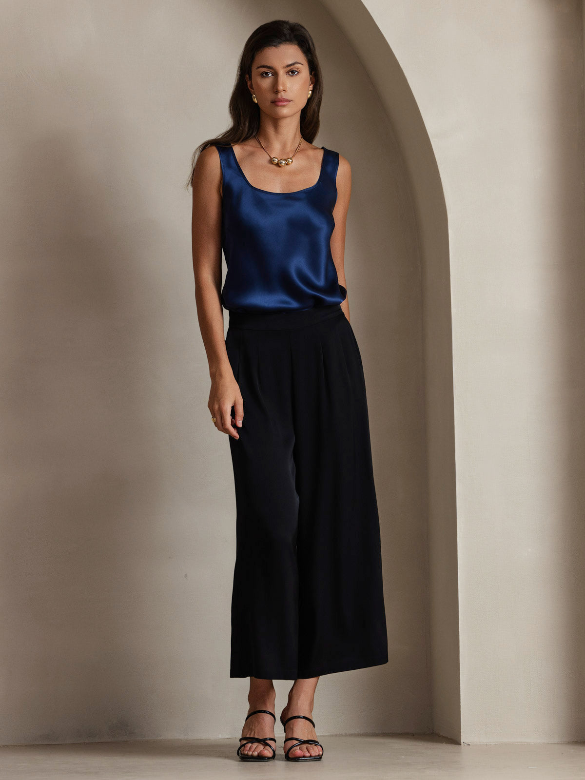 Rosstef 100% Mulberry Silk U Çıkıntılı Tank Top
