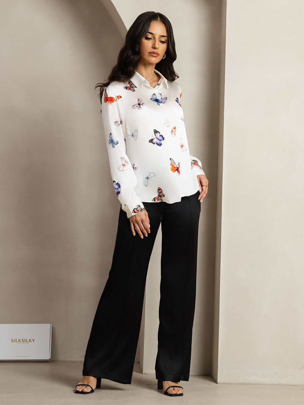 Rosstef Butterfly Print Long Sleeve Bluz