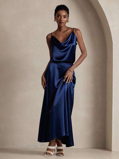 Rosstef 19Momme Silk A Line Maxi Skirt with Lining