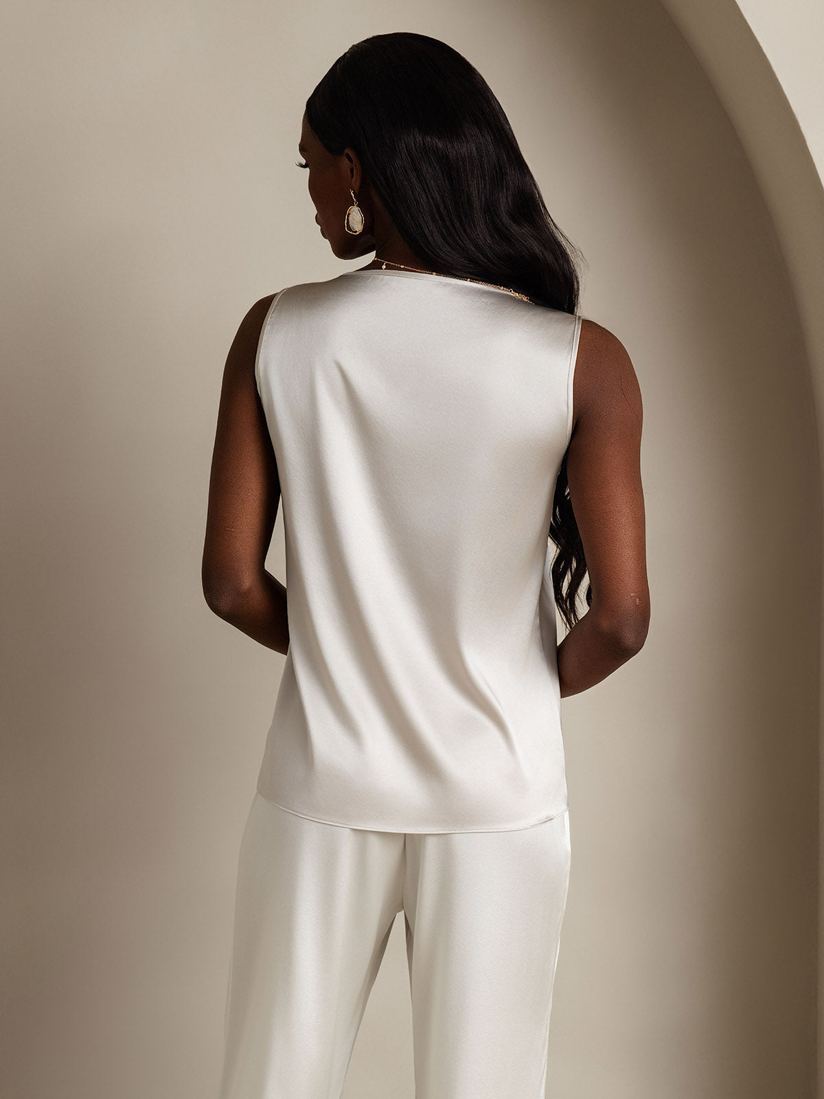 Rosstef 19Momme Silk Sleeveless Round Neck Women's Tank Top