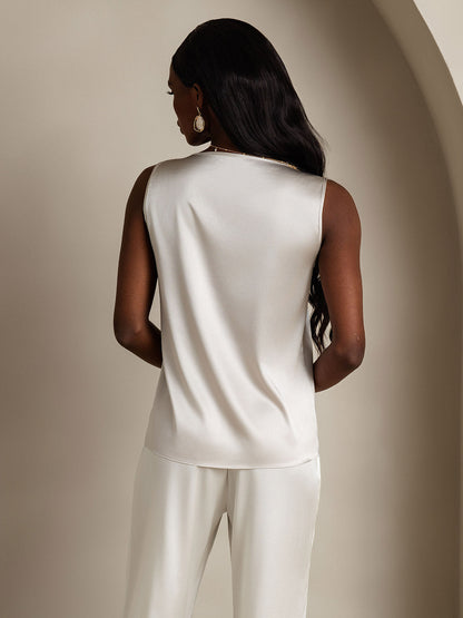 Rosstef 19Momme Silk Sleeveless Round Neck Women's Tank Top