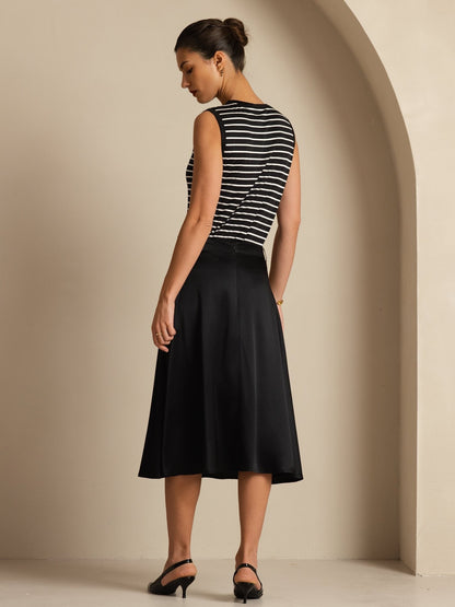 Rosstef Silk A-Line Midi Skirt with Pockets