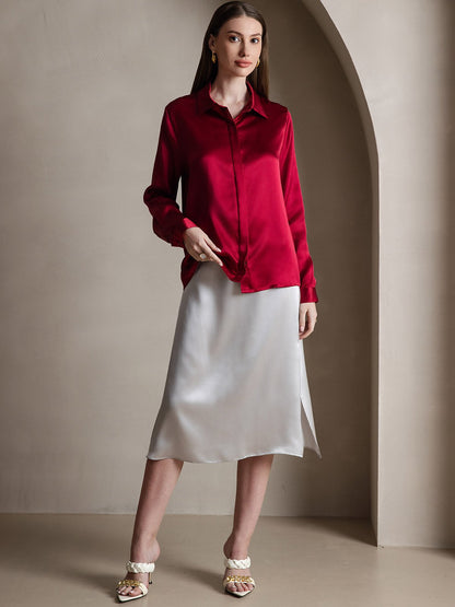 Rosstef 19 Momme Silk Long Sleeve Lapel Collar Kadın Şortu