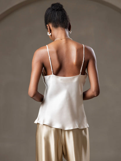 Rosstef 100% Mulberry Silk Spaghetti Strap V Neck Camisole Top