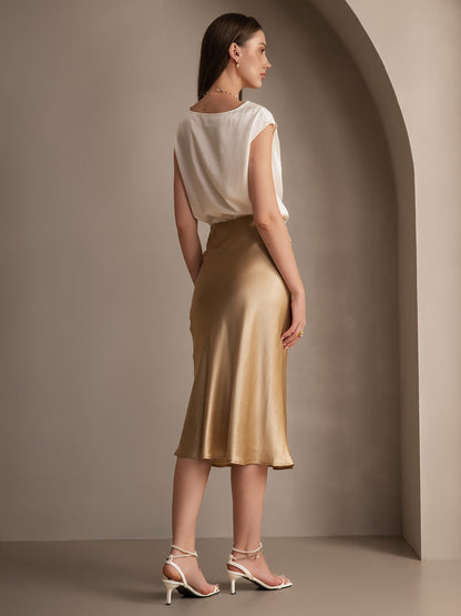 Rosstef 100% Mulberry Silk Stretch Long Straight Skirt