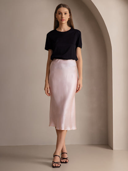 Rosstef 100% Mulberry Silk Stretch Long Straight Skirt