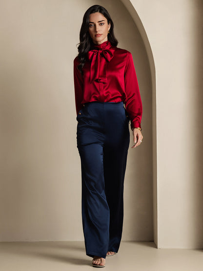 Rosstef 19Momme Silk Long Sleeve High Neck Blouse