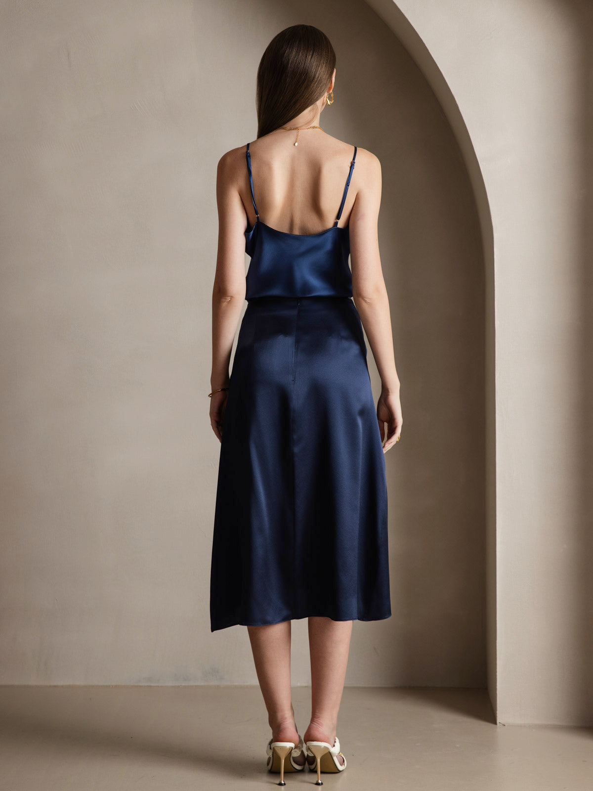 Rosstef 100% Mulberry Silk Spaghetti Strap V Neck Camisole Top