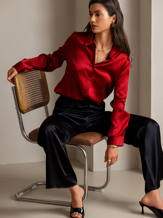 Rosstef 19Momme Kumaş Uzun Cep Long Sleeve Kadın Bluzu