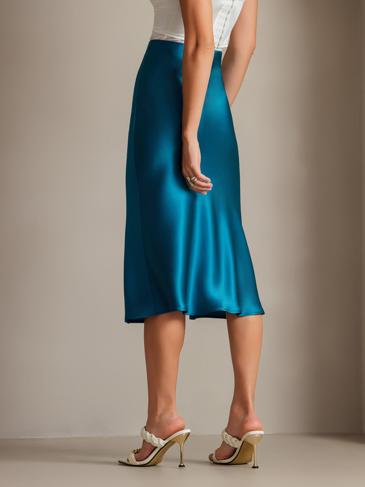 Rosstef 100% Mulberry Silk Stretch Long Straight Skirt