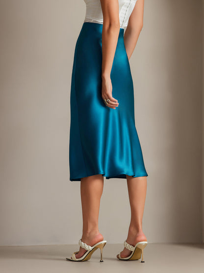 Rosstef 100% Mulberry Silk Stretch Long Straight Skirt