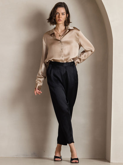 Rosstef 19Momme Kumaş Uzun Cep Long Sleeve Kadın Bluzu