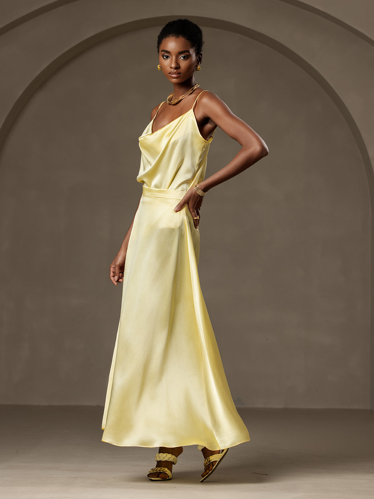 Rosstef 19Momme Silk A Line Maxi Skirt with Lining