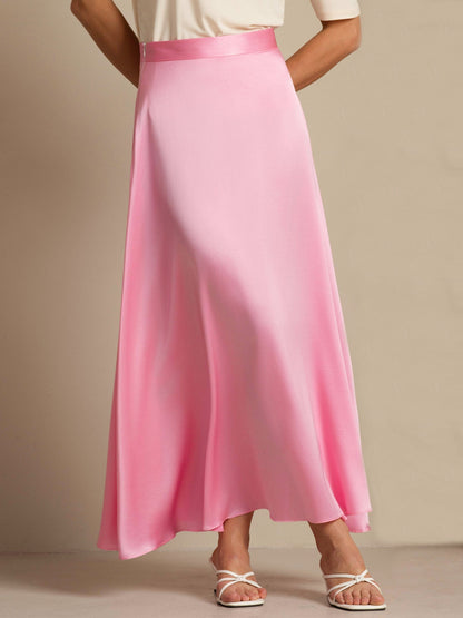 Rosstef 19Momme Silk A Line Maxi Skirt with Lining