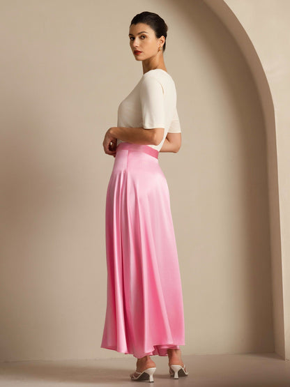 Rosstef 19Momme Silk A Line Maxi Skirt with Lining