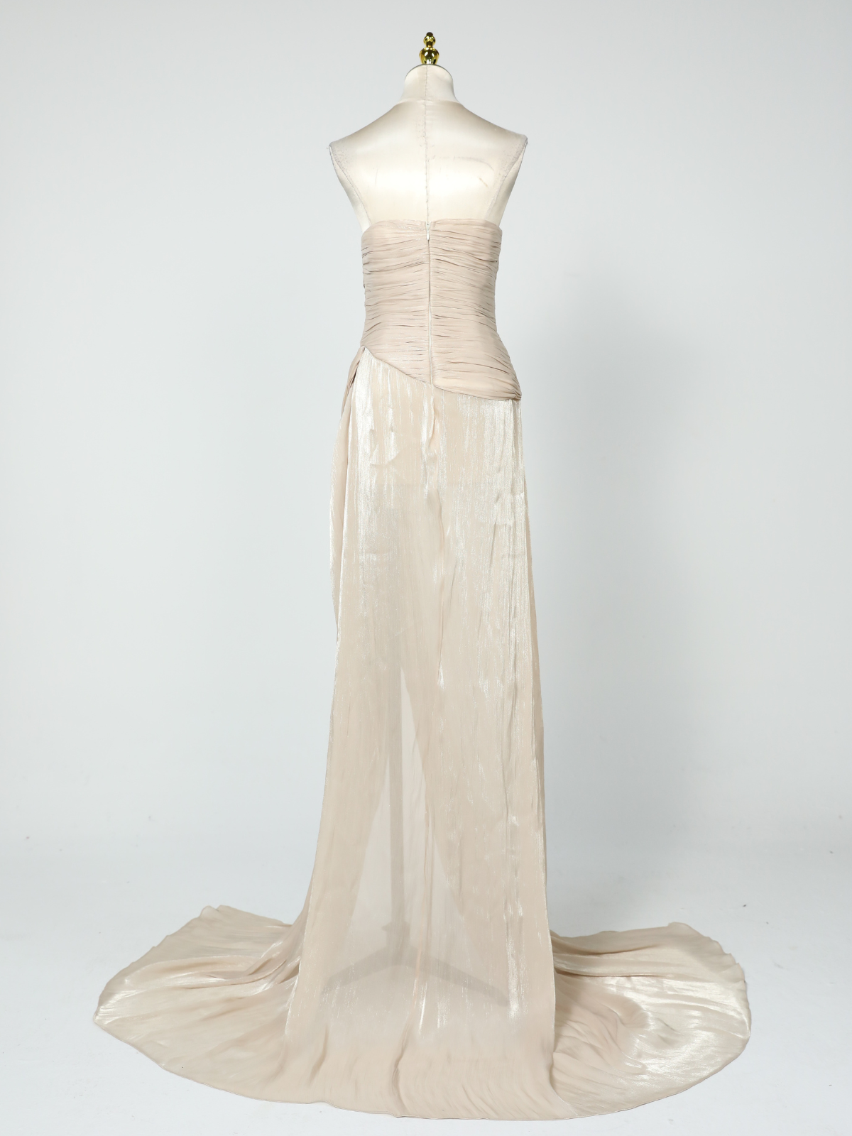 Kawasakix Strapless Ruched Split Maxi Dress In Ivory