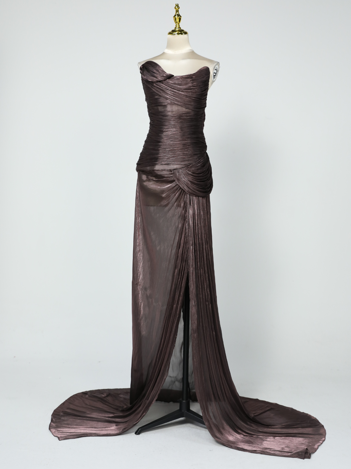 Rosstef Maviden Brown Strapless Maxi Dress