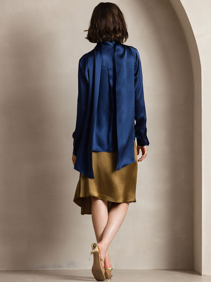 Rosstef 19Momme Silk Long Sleeve High Neck Blouse