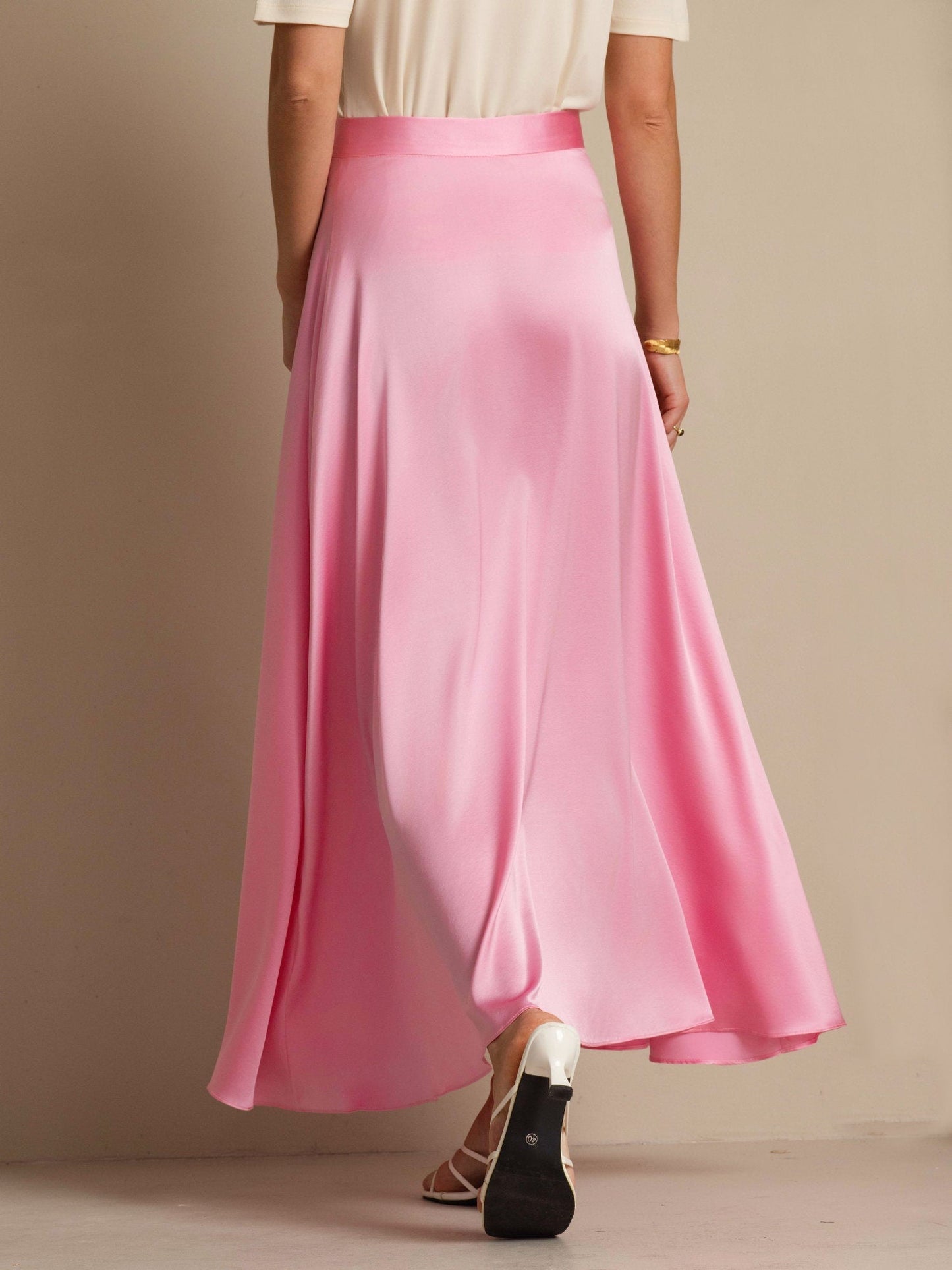 Rosstef 19Momme Silk A Line Maxi Skirt with Lining