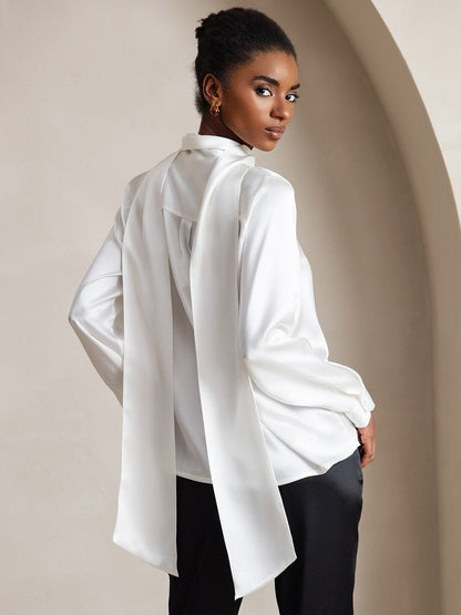 Rosstef 19Momme Silk Long Sleeve High Neck Blouse
