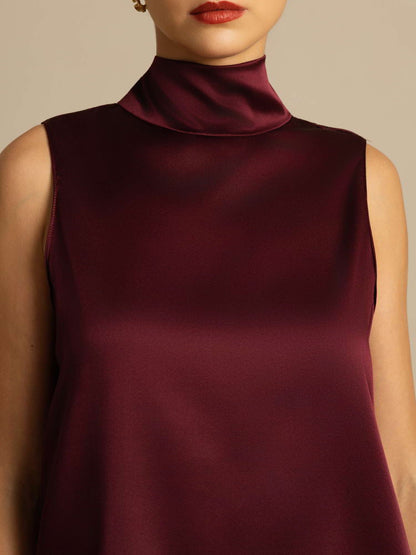 Rosstef 19Momme Silk Sleeveless Tie Neck Blouse - Güçlü ve Elegan Tişört
