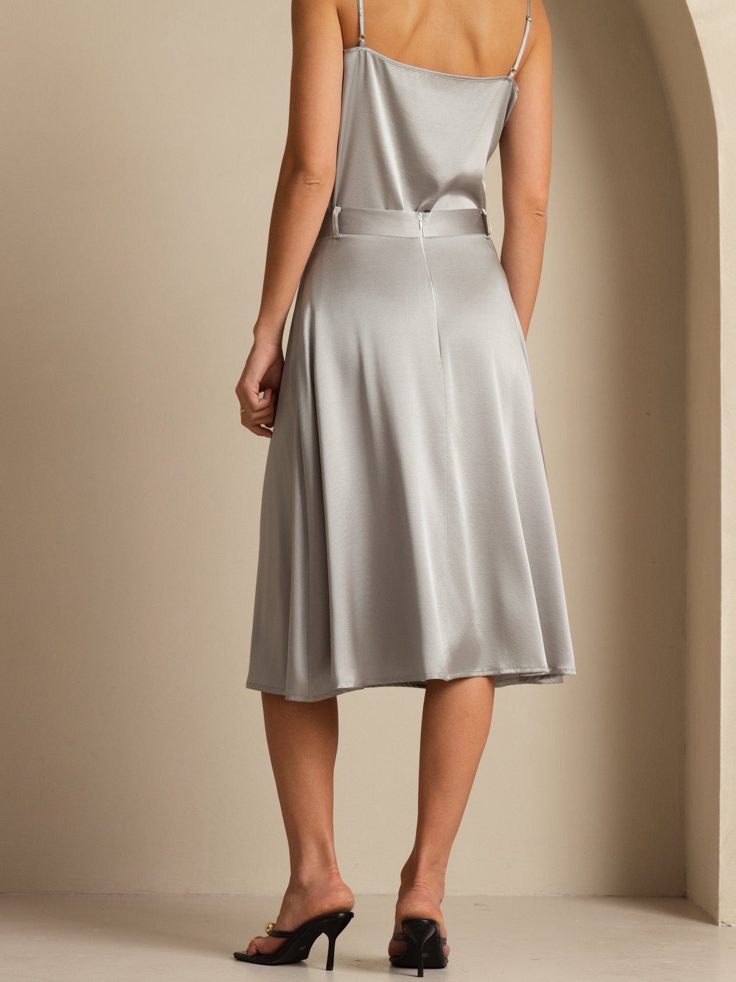 Rosstef Silk A-Line Midi Skirt with Pockets