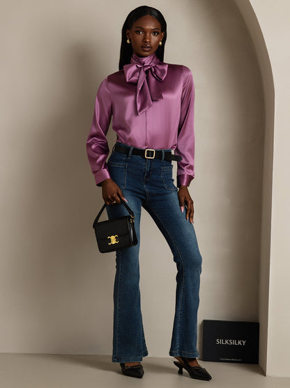 Rosstef 19Momme Silk Long Sleeve High Neck Blouse