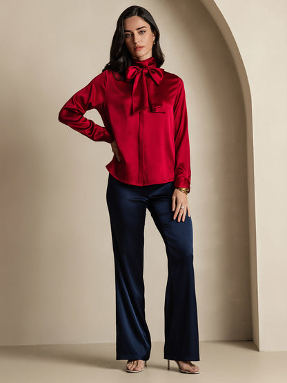 Rosstef 19Momme Silk Long Sleeve High Neck Blouse