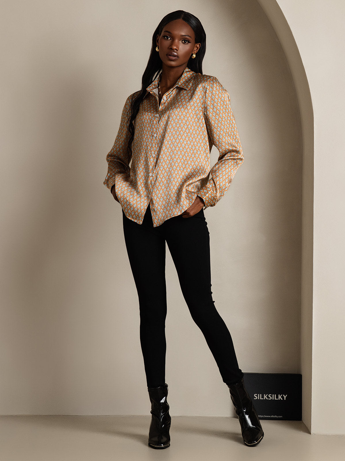 Rosstef 19Momme Kumaş Uzun Cep Long Sleeve Kadın Bluzu