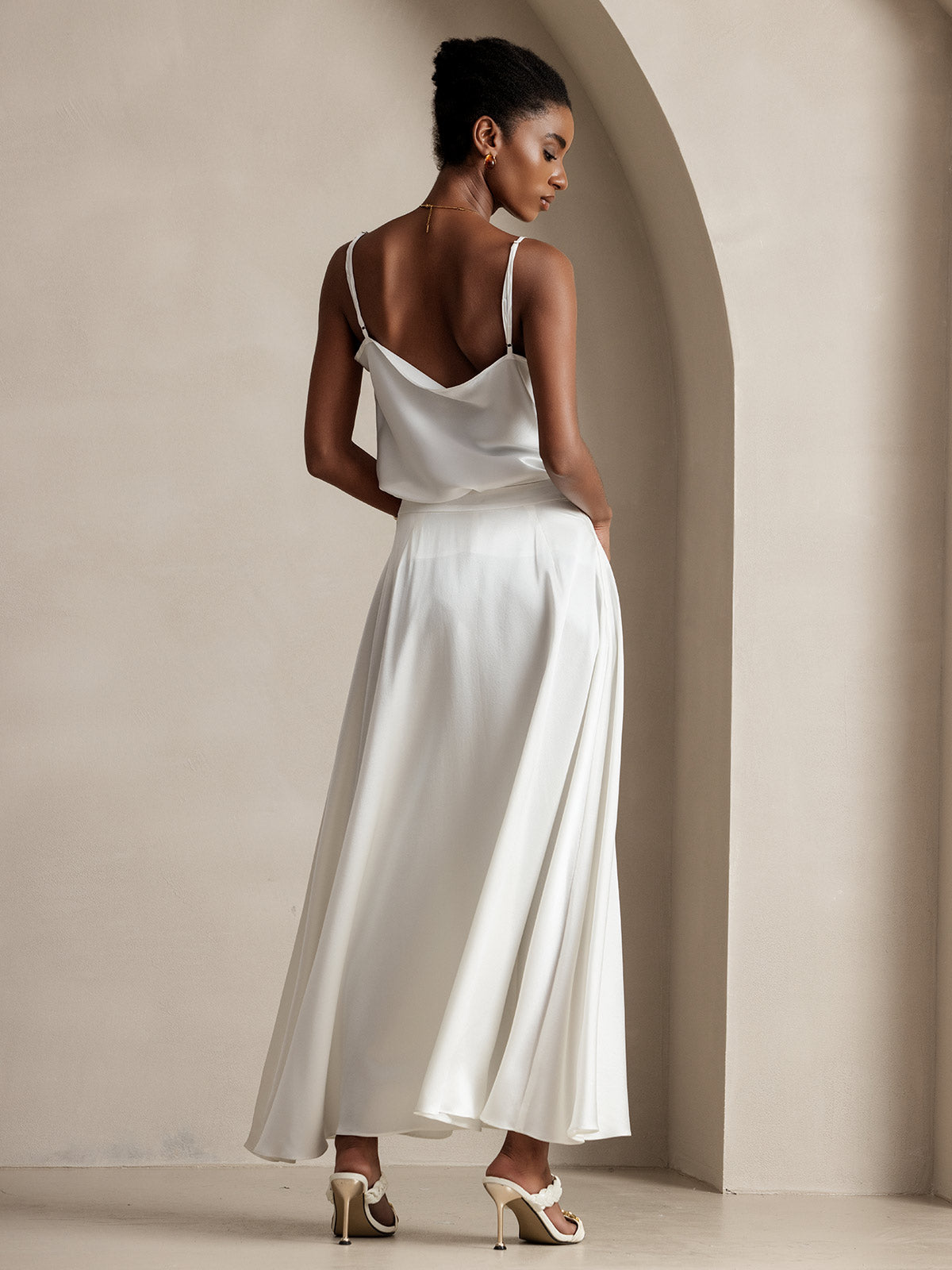 Rosstef 19Momme Silk A Line Maxi Skirt with Lining