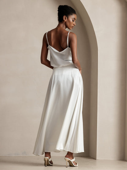 Rosstef 19Momme Silk A Line Maxi Skirt with Lining