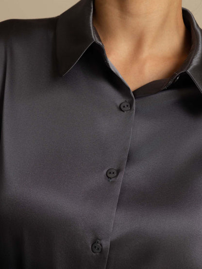 Rosstef 19Momme Kumaş Uzun Cep Long Sleeve Kadın Bluzu