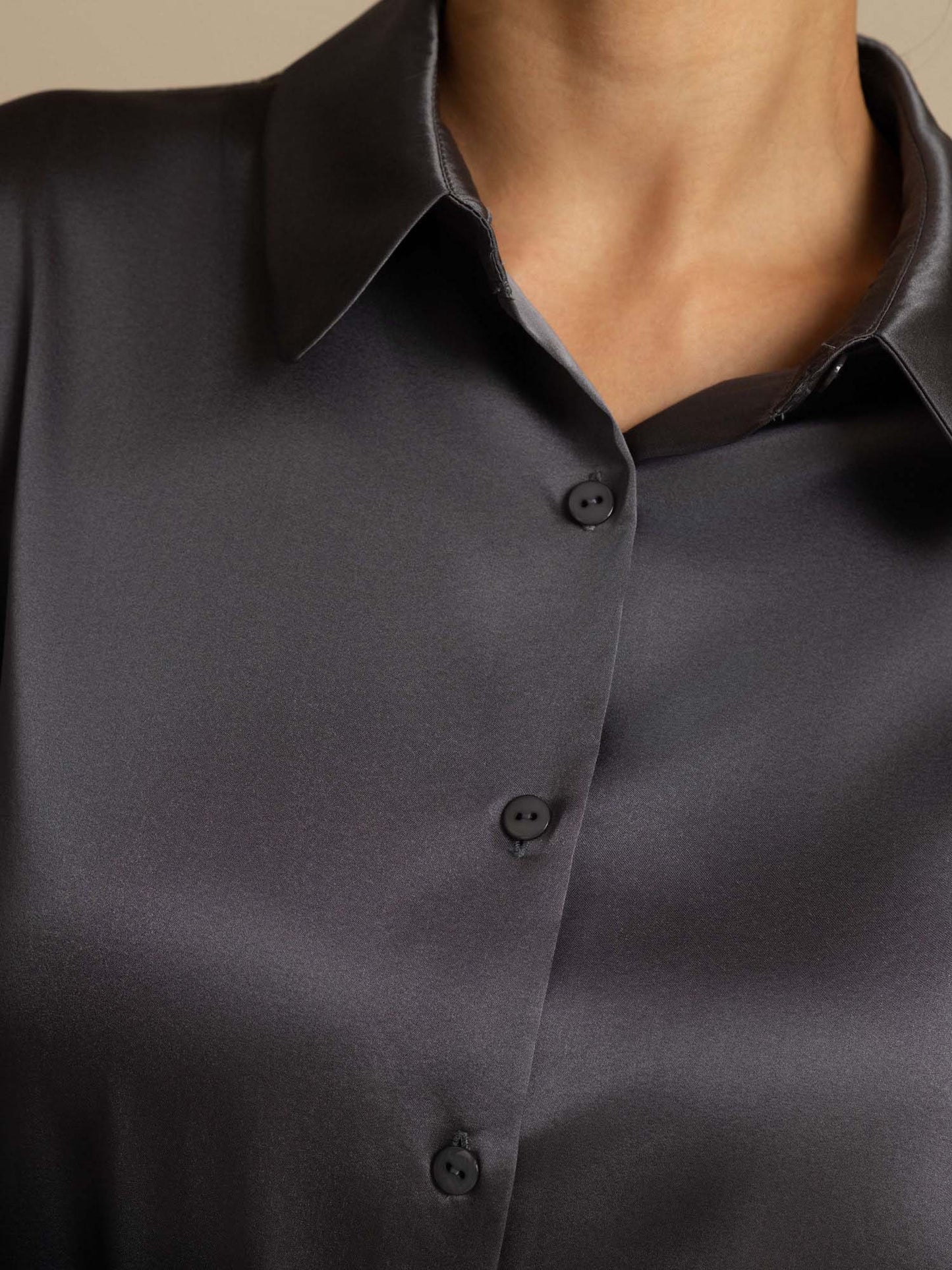 Rosstef 19Momme Silk Long Sleeve Lapel Collar Kadın Giyimi