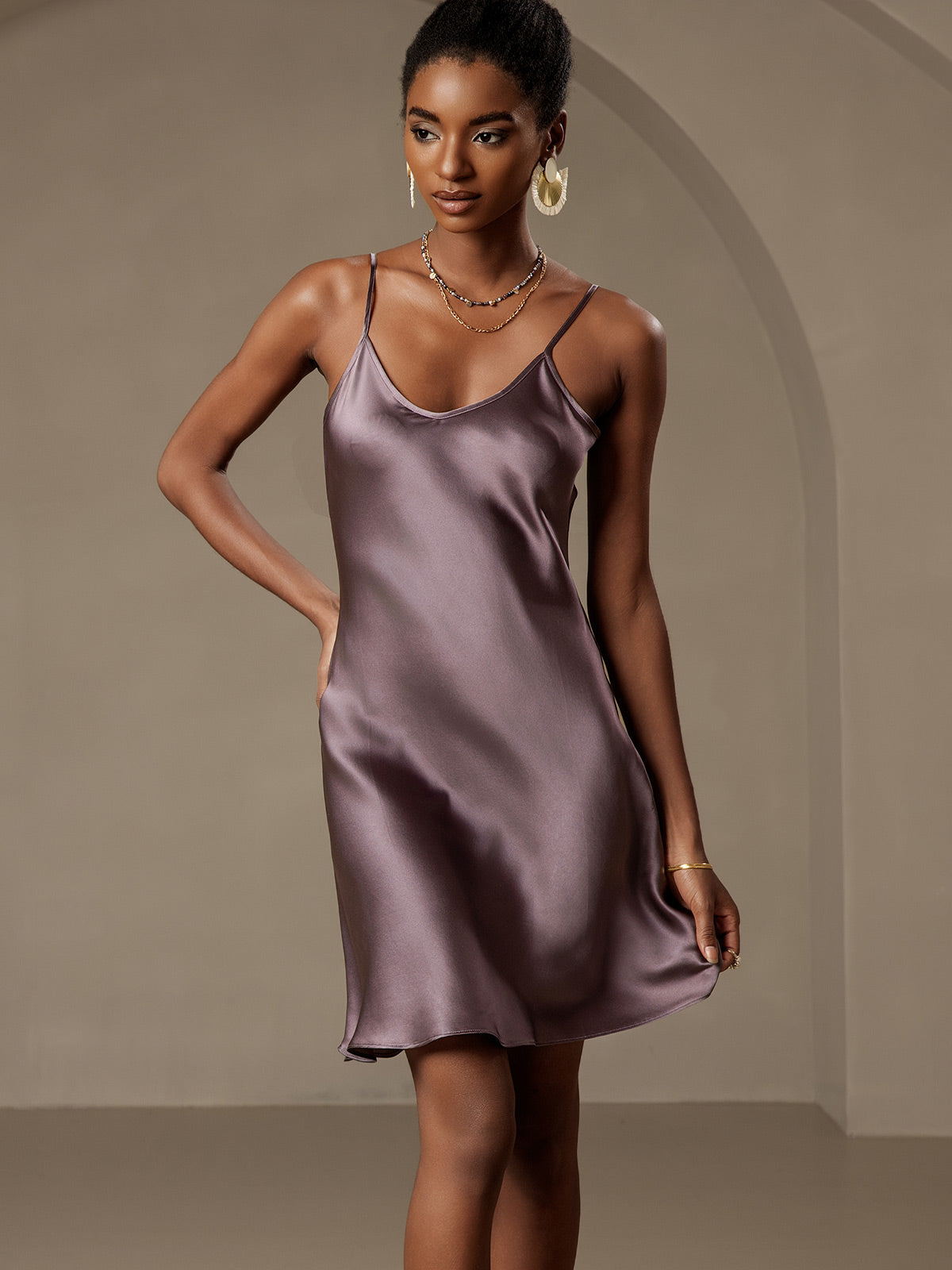 Rosstef Pure Silk Spaghetti Strap Short Dress