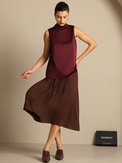 Rosstef 19Momme Silk Sleeveless Tie Neck Blouse - Güçlü ve Elegan Tişört