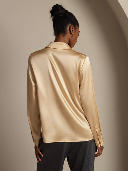 Rosstef 19 Momme Silk Long Sleeve Lapel Collar Kadın Şortu