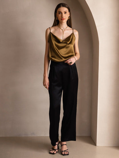 Rosstef 19Momme Silk Cowl Neck Camisole Top