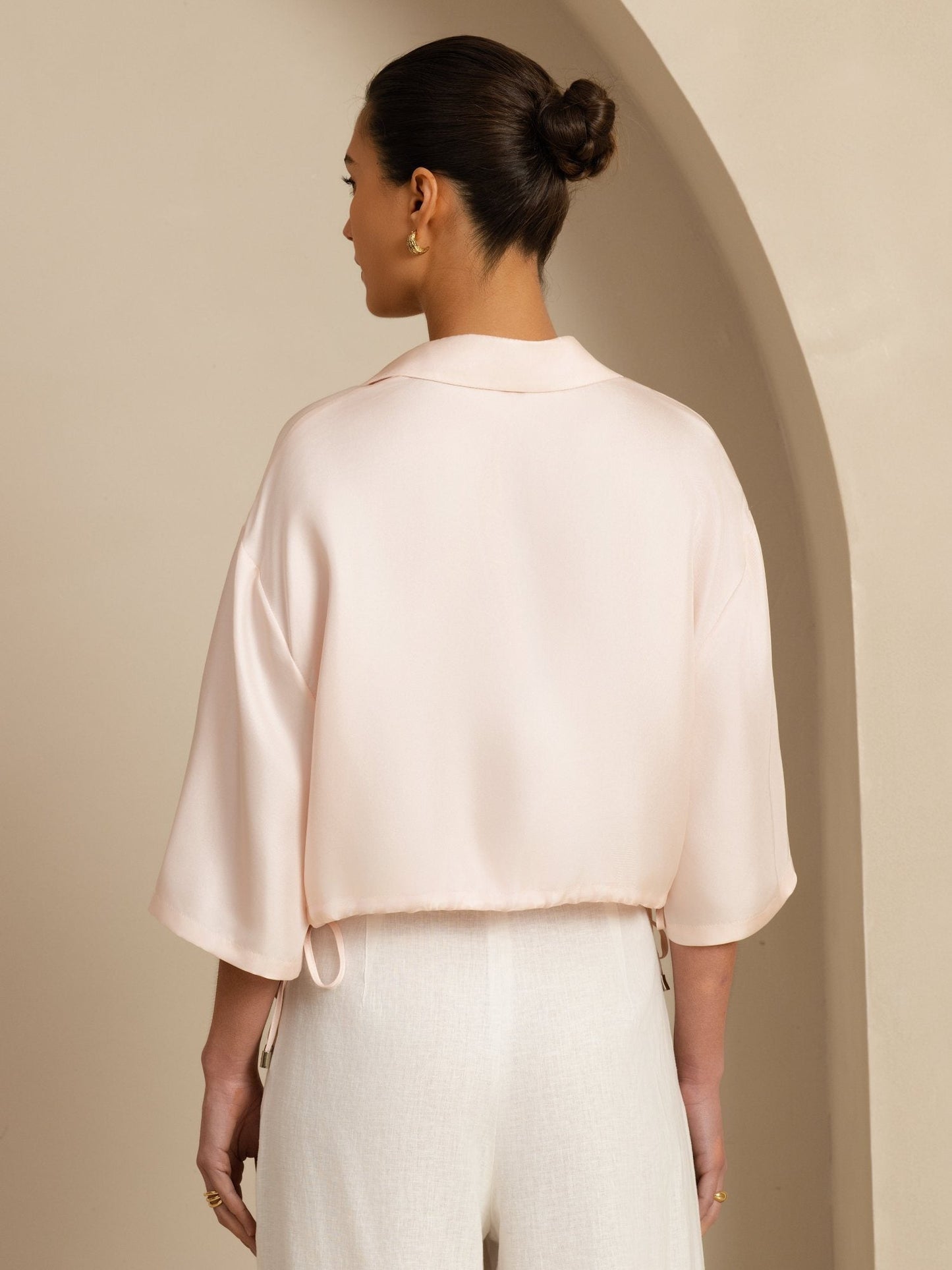 Rosstef Pure Silk Kadın Çift Kol Kaba Bluz