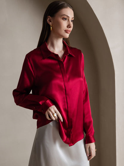 Rosstef 19 Momme Silk Long Sleeve Lapel Collar Kadın Şortu