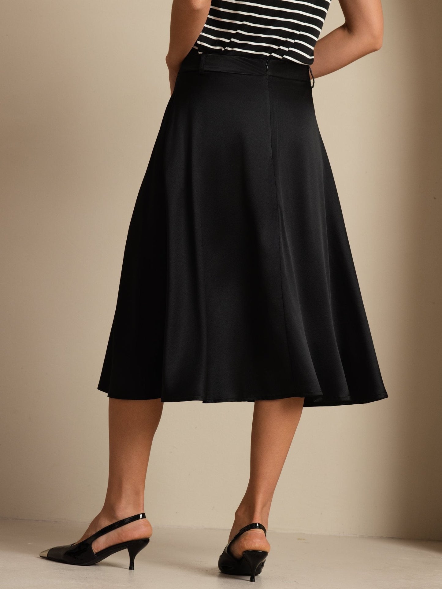 Rosstef Silk A-Line Midi Skirt with Pockets