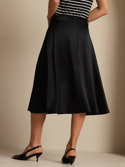 Rosstef Silk A-Line Midi Skirt with Pockets