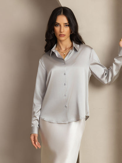 Rosstef 19Momme Kumaş Uzun Cep Long Sleeve Kadın Bluzu